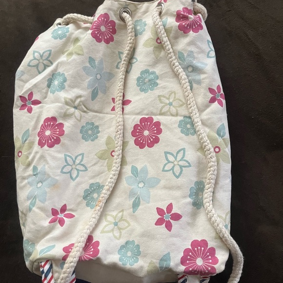 Floral Canvas Backpack with Stripes - Picture 2 of 5